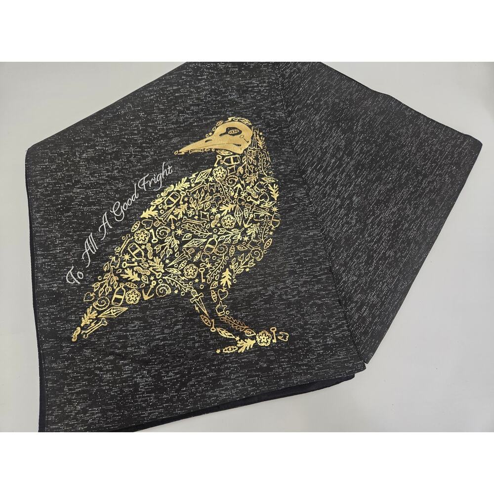 To All A Good Fright Halloween Table Runner Raven Crow Skulls 70 Inch Gothic